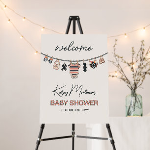 Clothes Line Pink Halloween Baby Shower Welcome Foam Board