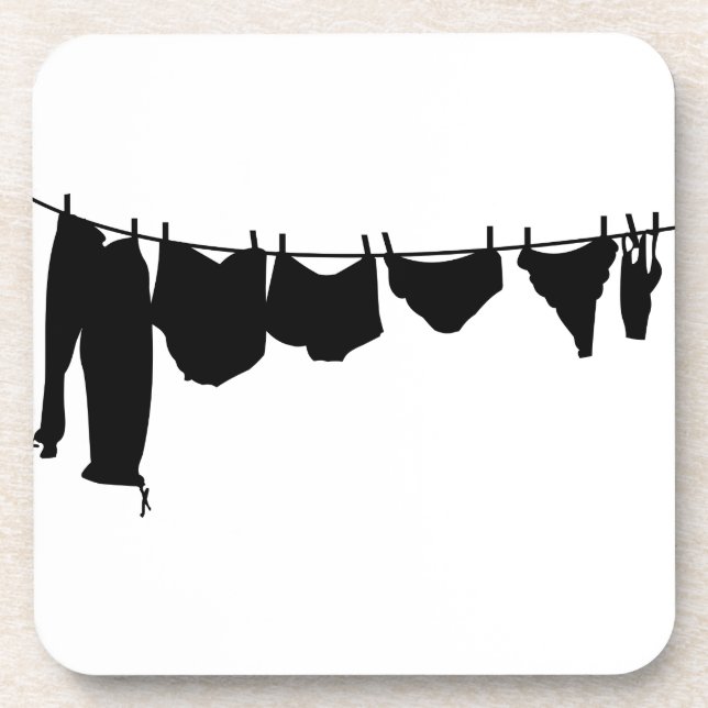 Clothes line silhouette coaster (Front)