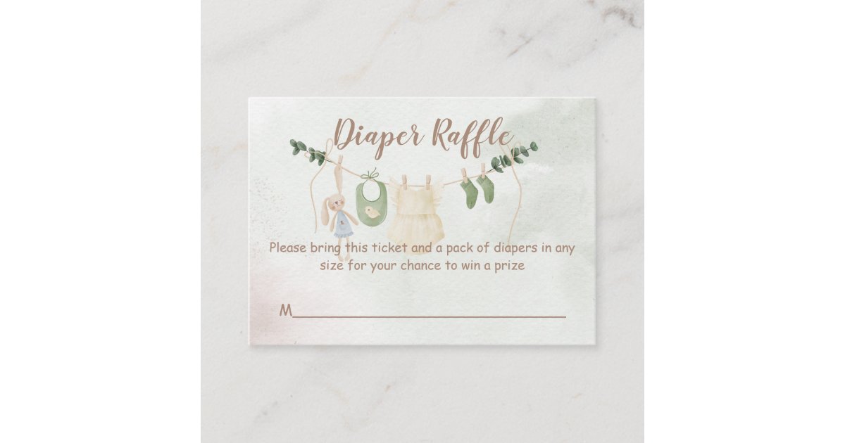 Clothes Line Raffle Clothes on a line boho baby shower diaper raffle enclosure card | Zazzle