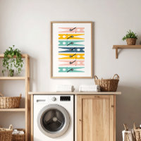 Clothes Pins Bright Color Laundry Room Art