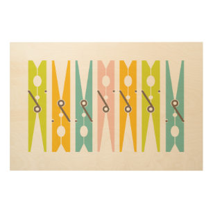 Clothes Pins Colorful Laundry Room Decor Wood Art