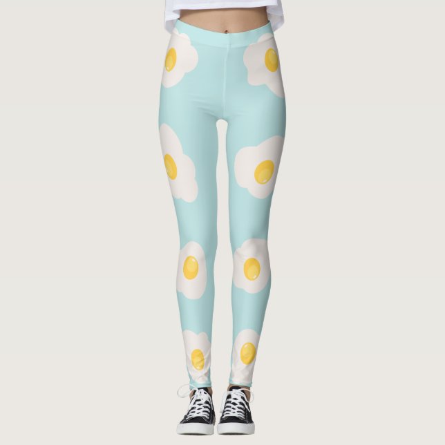 clothes with a fried egg print leggings (Front)