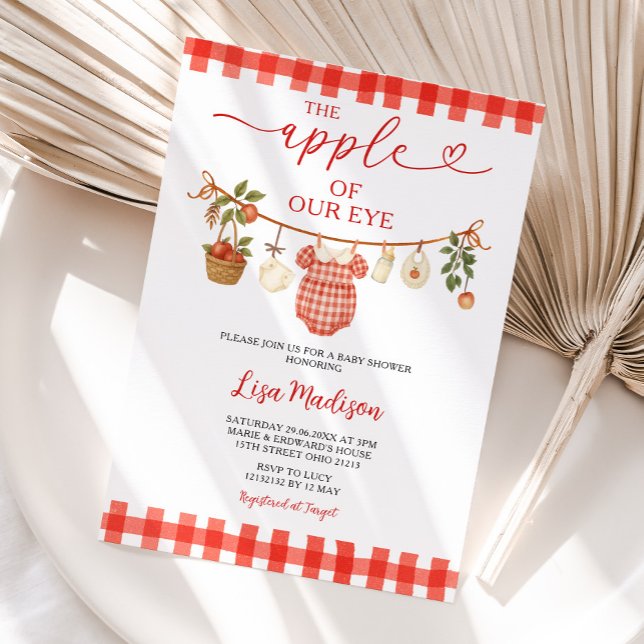 Clothesline Apple of our Eye Baby Shower Invitation (Creator Uploaded)