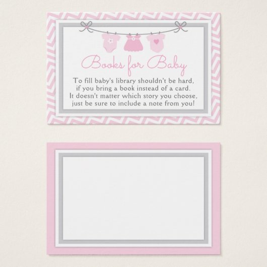 Clothesline Baby Shower Book Request Card (Front & Back)