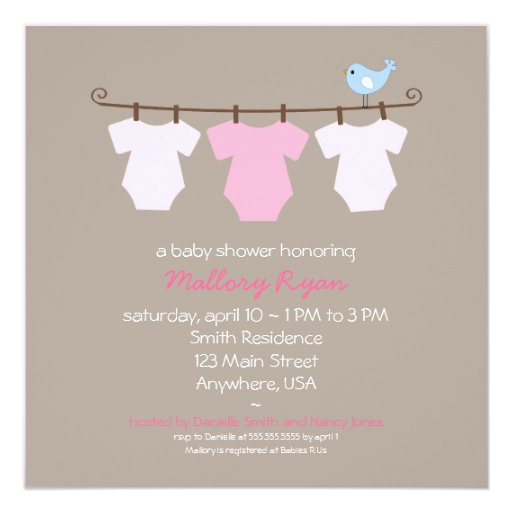 Clothesline Baby Shower Invitations 2
