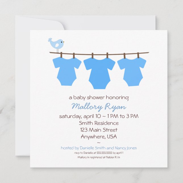 Clothesline Baby Shower Invitation (Front)