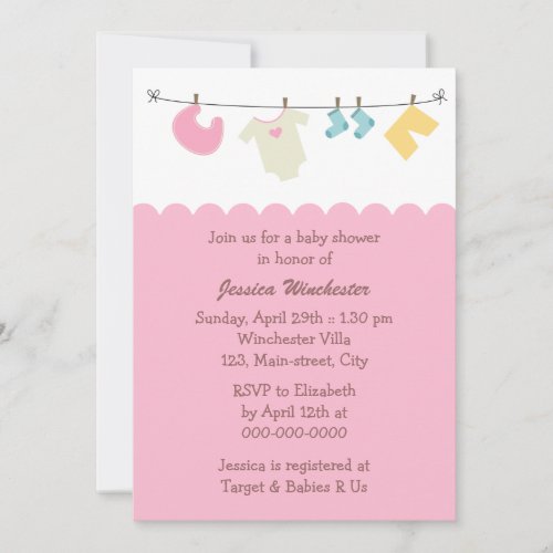 Clothesline Baby Shower Personalized Announcement
