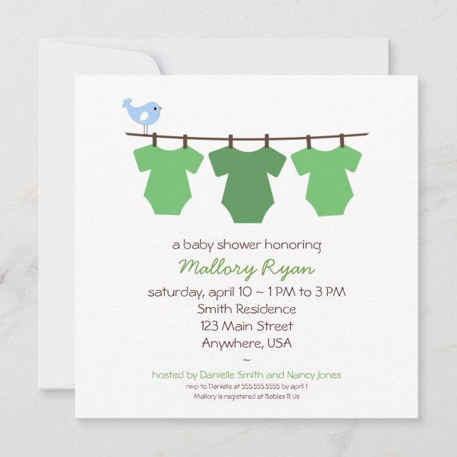 Clothesline Baby Shower Invitation (Front)