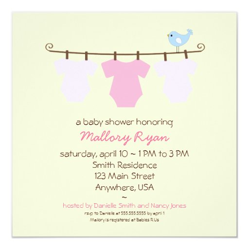 Clothesline Baby Shower Invitations 3