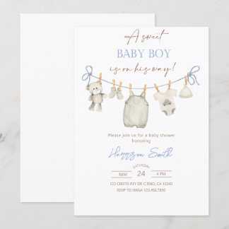 clothesline baby shower invitation