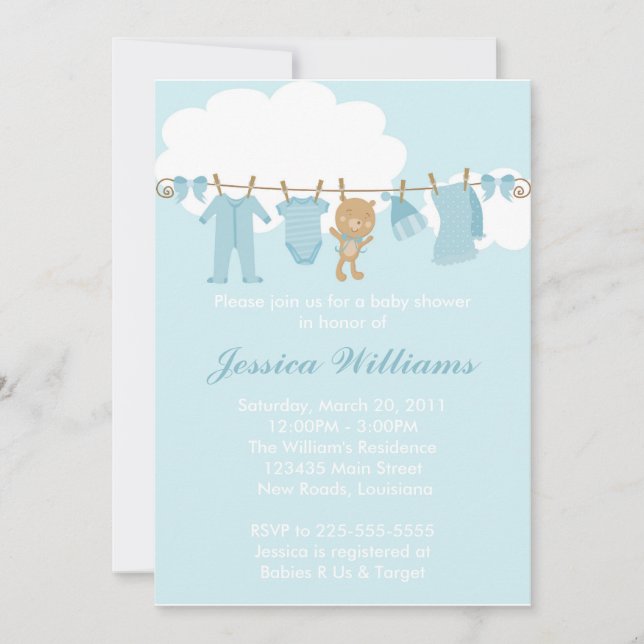 Clothesline Baby Shower Invitation (Front)