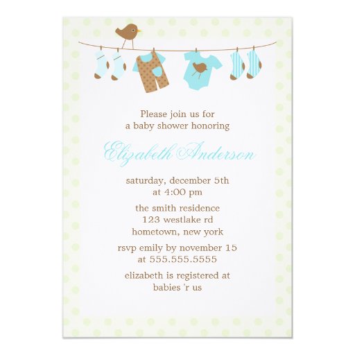 Clothesline Baby Shower Invitations 8