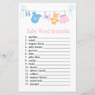 Clothesline Baby word scramble game