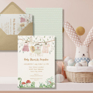 Clothesline Cottagecore Woods Mushrooms Girl Invitation