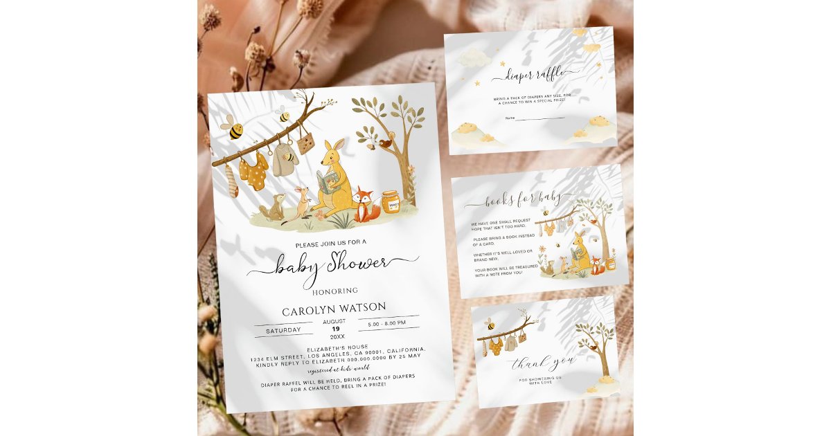 Clothesline Forest Watercolor Baby Shower Thank You Card | Zazzle