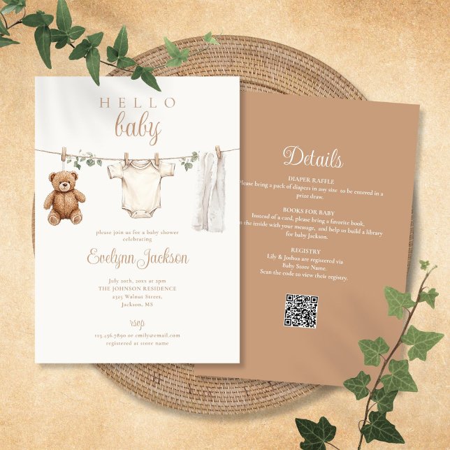 Clothesline Gender Neutral Baby Shower All In One Invitation (Clothesline Gender Neutral Baby Shower All In One Invitation)