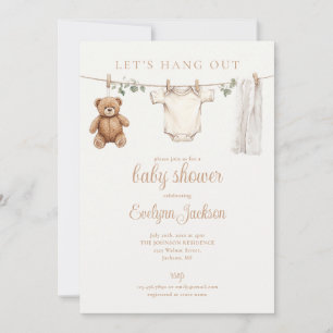 Clothesline Gender Neutral Baby Shower All In One Invitation