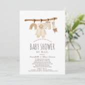 Clothesline Gender Neutral Baby Shower by Mail Invitation (Standing Front)