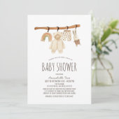 Clothesline Gender Neutral Drive-by Baby Shower Invitation (Standing Front)
