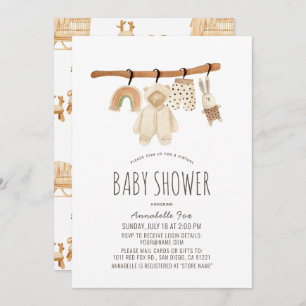 Clothesline Gender Neutral Virtual Baby Shower Invitation