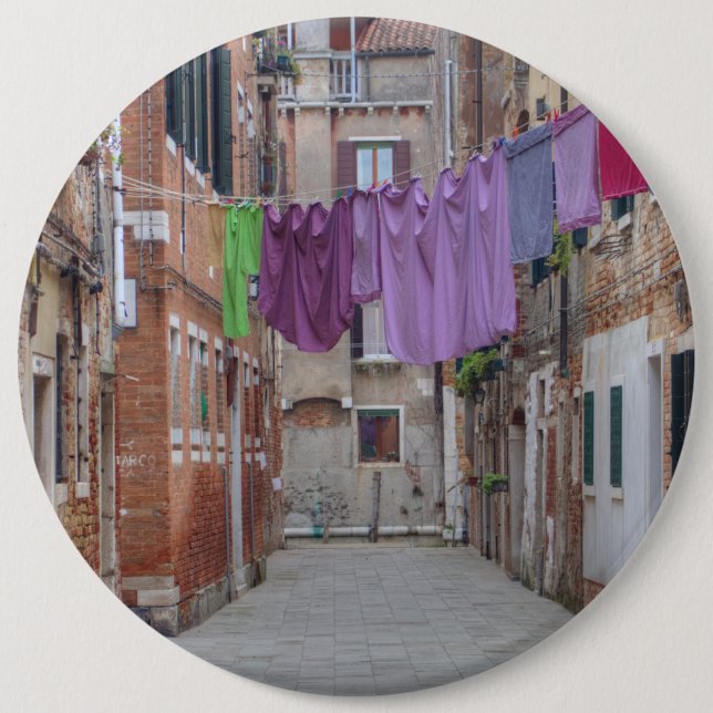 Clothesline In Venice Italy Button (Front)