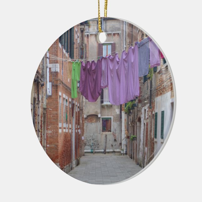 Clothesline In Venice Italy Ceramic Ornament (Left)