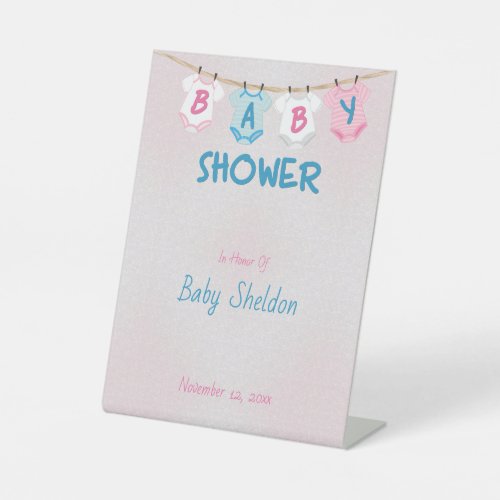 Clothesline Layette Baby Shower Custom   Pedestal Sign