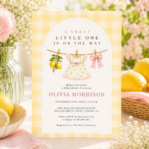Clothesline Lemon Sweet Girl Baby Shower Invitation