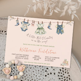 Clothesline Little Bit Of Country Baby Girl Shower Invitation