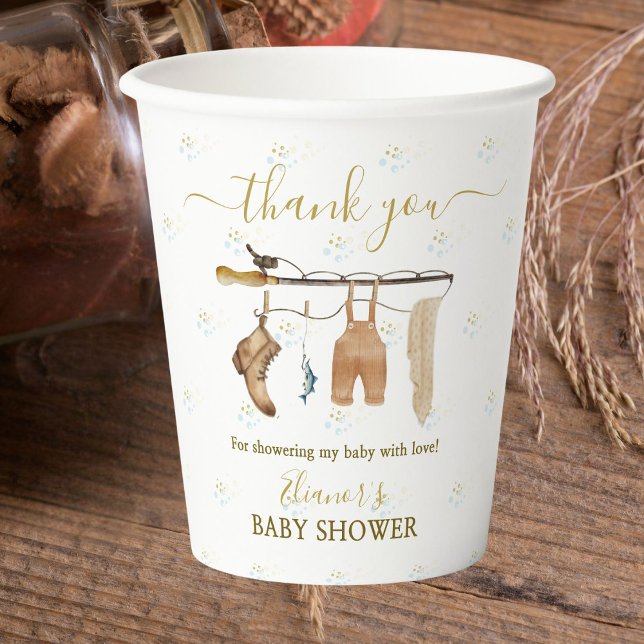 Clothesline Little Fisherman Derby Baby Shower Paper Cups (Creator Uploaded)