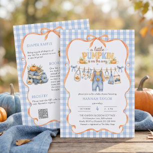 Clothesline Little Pumpkin Fall Baby Shower Invitation