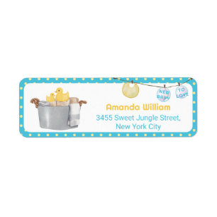 Clothesline Rubber Duck Baby Shower Return Addess Label