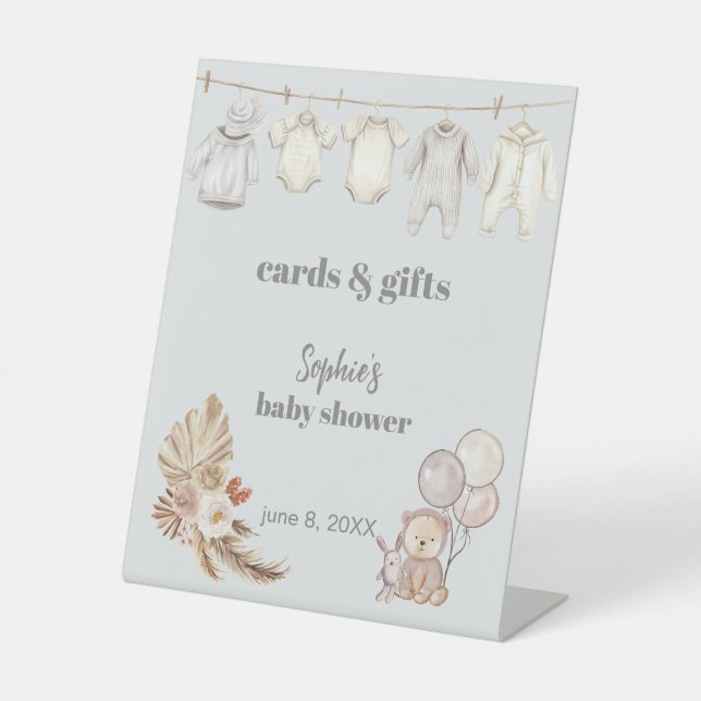 Clothesline We Can Bearly Wait Cards & Gifts Pedestal Sign (Front)