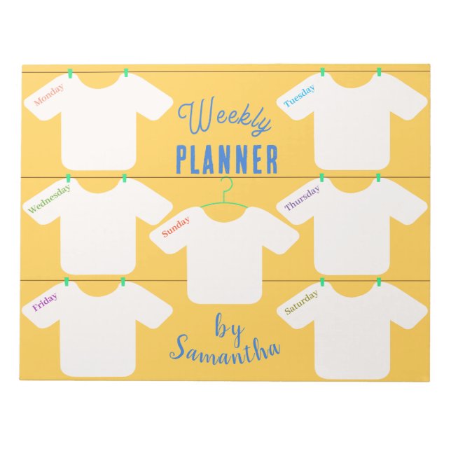 Clothesline Weekly Planner To Do List Notepad (Front)