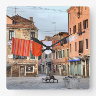Clotheslines At Campo Ruga Square Wall Clock
