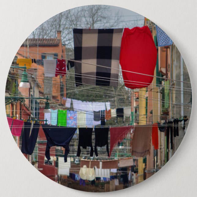 Clotheslines In Venice Italy Button (Front)