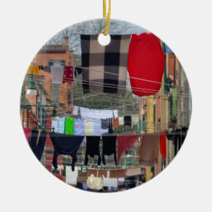 Clotheslines In Venice Italy Ceramic Ornament