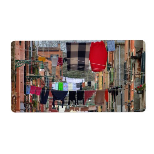 Clotheslines In Venice Italy Label