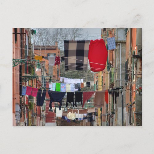 Clotheslines In Venice Italy Postcard