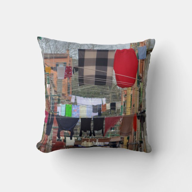 Clotheslines In Venice Italy Throw Pillow (Front)