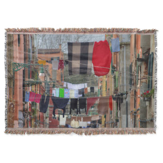 Clotheslines, Venice Italy Throw Blanket