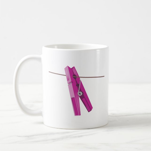 Clothespin washing line peg coffee mug (Left)