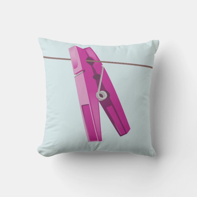 Clothespin washing line peg throw pillow (Front)