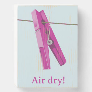 Clothespin washing line peg wooden box sign