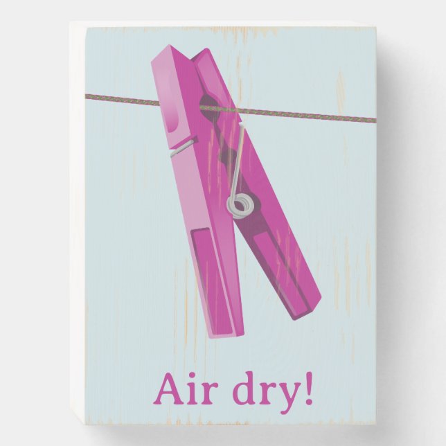 Clothespin washing line peg wooden box sign (Front Vertical)