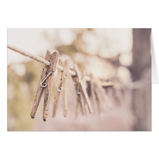 Clothespins on a Line Cards (Front Horizontal)