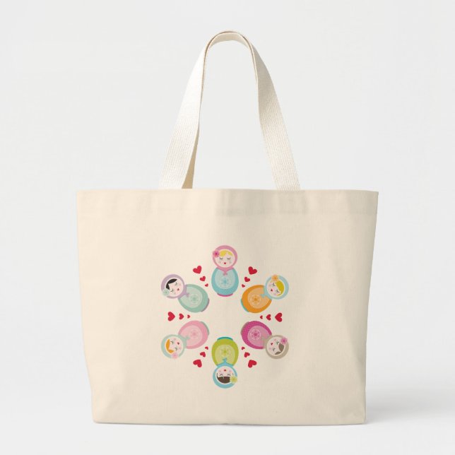 CLOTHING :: babushka dolls - mandala Large Tote Bag (Front)