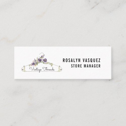 Clothing Boutique  Floral Clothes Hanger Logo Mini Business Card
