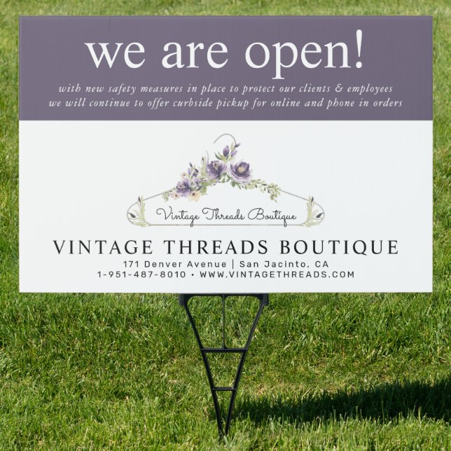 Clothing Boutique Grand Reopening Covid Safety Sign (Insitu)