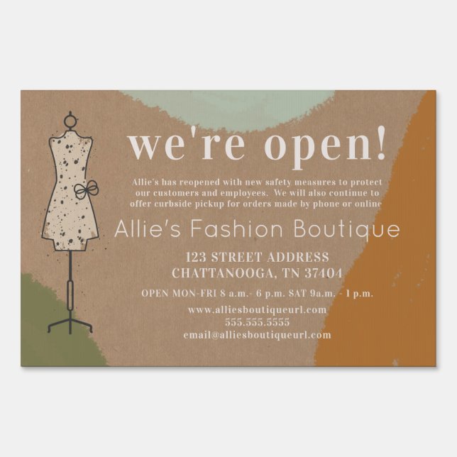 Clothing Boutique Reopening Cardstock Abstract Sign (Front)